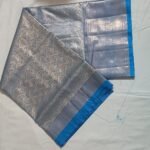 blue colour pattu saree gold colour design soft cloth