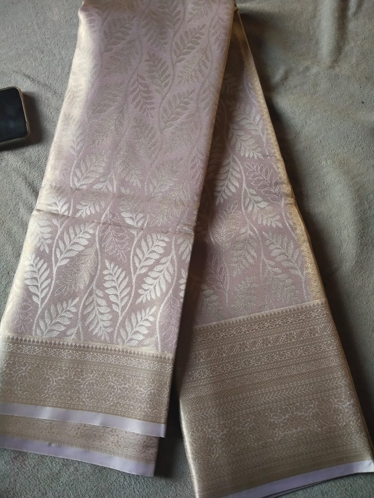 PURPLE CLOUR SAREE pattu saree purple colour golden border with blouse soft cloth - Image 1