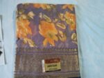 Purple with a orange and gold floral print