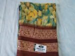 Yellow  and blue colour Koriya silk saree with blouse